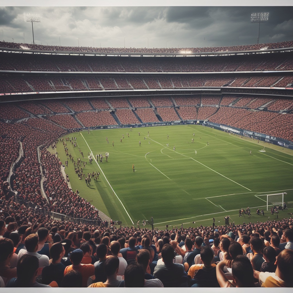 Crowded stadium with cheering fans